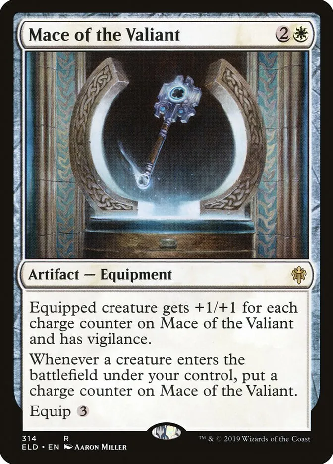 2019 Throne of Eldraine Mace of the Valiant rare #314 rare card image