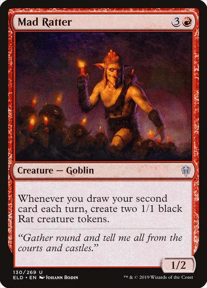 2019 Throne of Eldraine Mad Ratter #130 uncommon card image