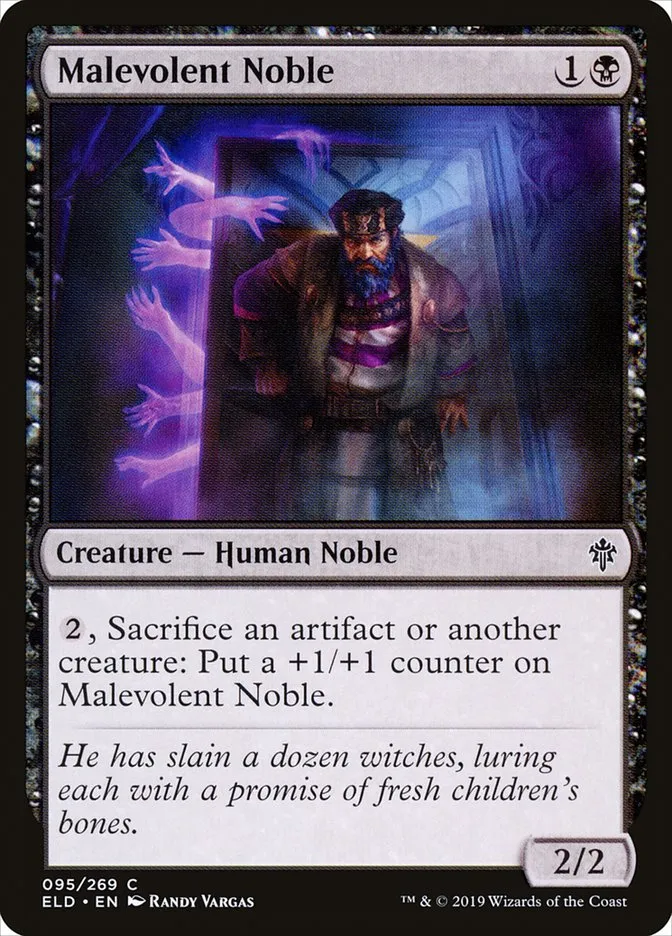 2019 Throne of Eldraine Malevolent Noble #95 common card image