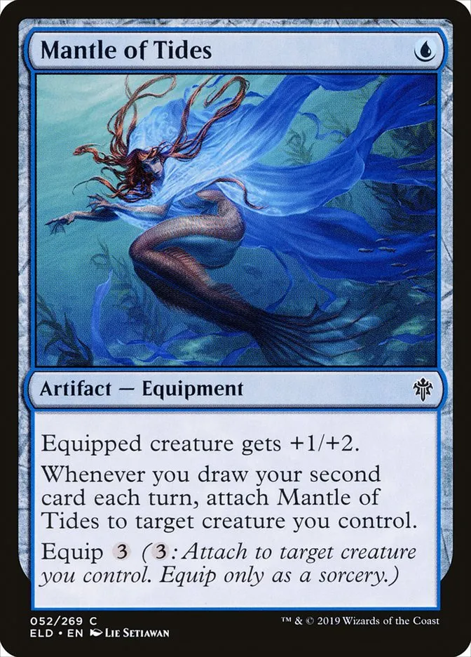 2019 Throne of Eldraine Mantle of Tides common #52 common card image