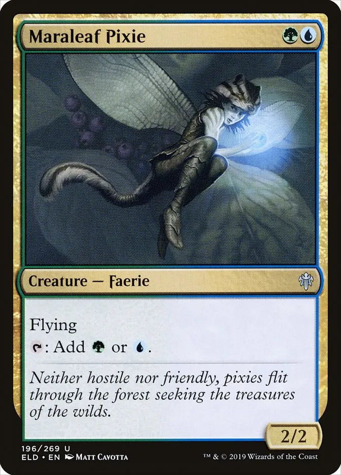 2019 Throne of Eldraine Maraleaf Pixie uncommon #196 uncommon card image