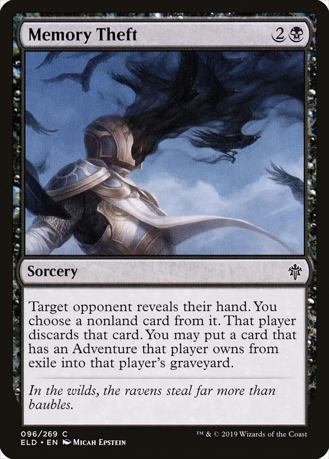 2019 Throne of Eldraine Memory Theft common #96 common card image