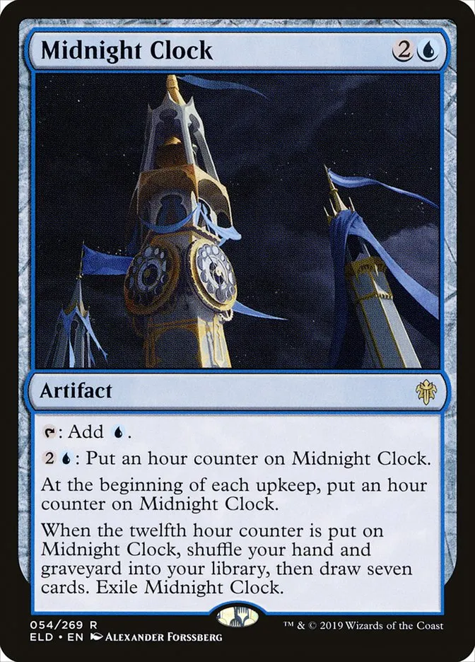 2019 Throne of Eldraine Midnight Clock rare #54 rare card image