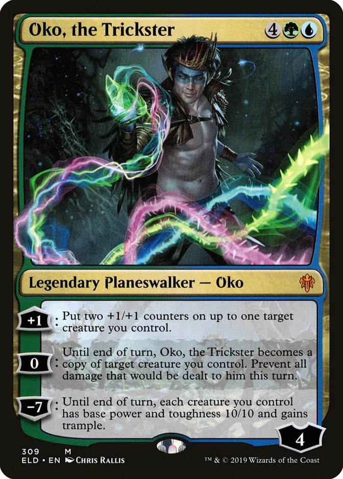 2019 Throne of Eldraine Oko, the Trickster mythic #309 mythic card image
