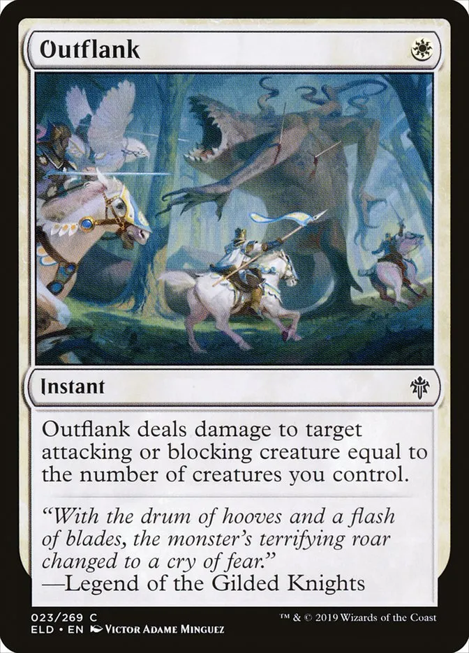 2019 Throne of Eldraine Outflank common #23 common card image