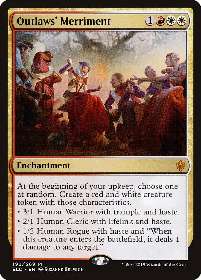 2019 Throne of Eldraine Outlaws' Merriment mythic #198 mythic card image