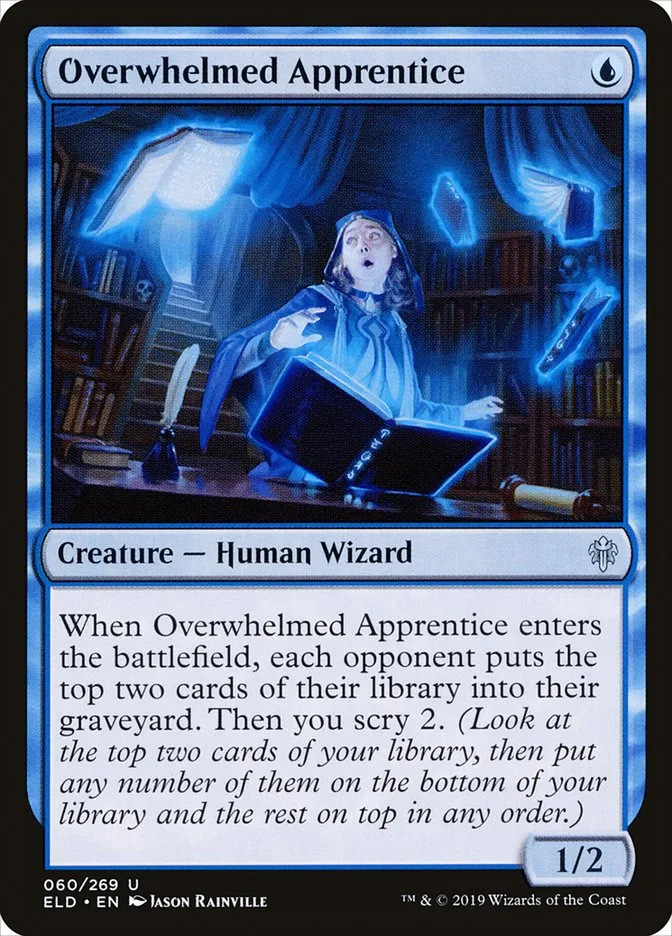 2019 Throne of Eldraine Overwhelmed Apprentice uncommon #60 uncommon card image
