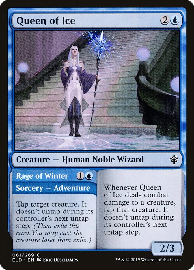 2019 Throne of Eldraine Queen of Ice // Rage of Winter common #61 common card image