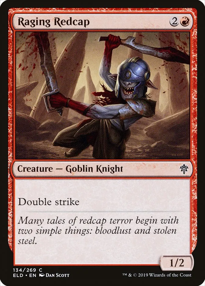 2019 Throne of Eldraine Raging Redcap common #134 common card image