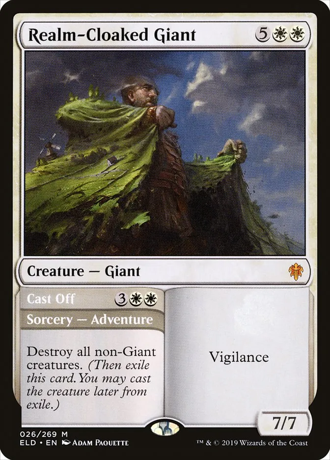 2019 Throne of Eldraine Realm-Cloaked Giant // Cast Off mythic #26 mythic card image