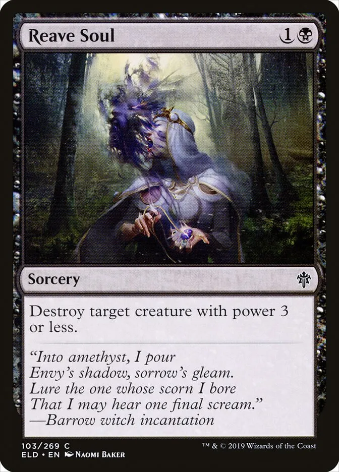 2019 Throne of Eldraine Reave Soul common #103 common card image