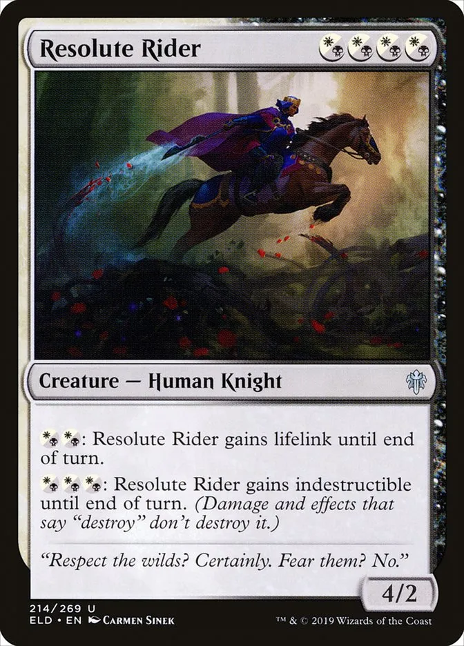 2019 Throne of Eldraine Resolute Rider #214 uncommon card image