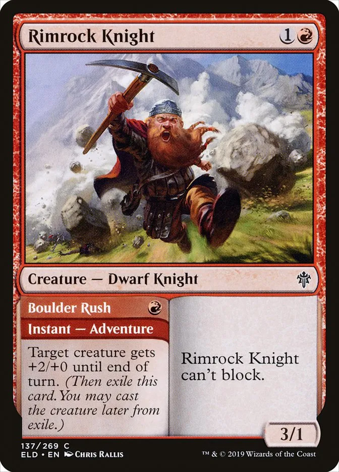 2019 Throne of Eldraine Rimrock Knight // Boulder Rush #137 common card image