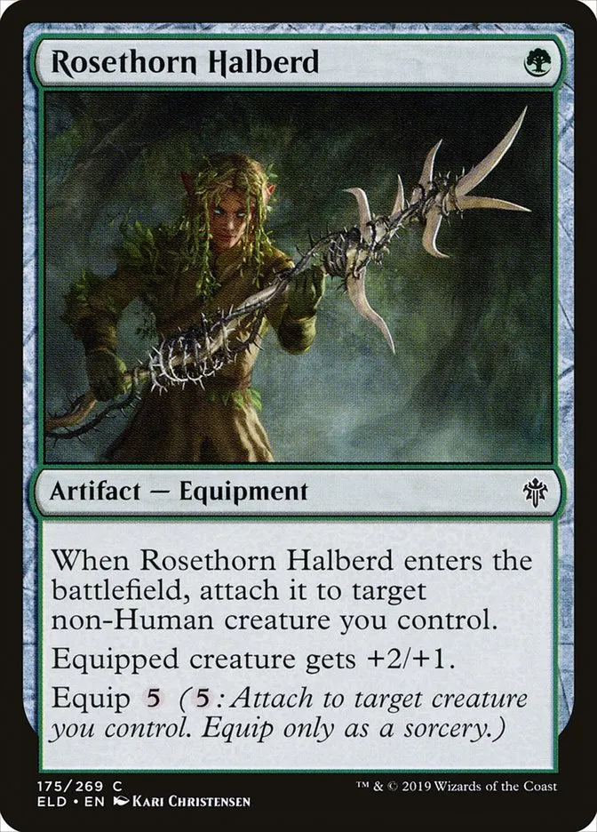 2019 Throne of Eldraine Rosethorn Halberd common #175 common card image