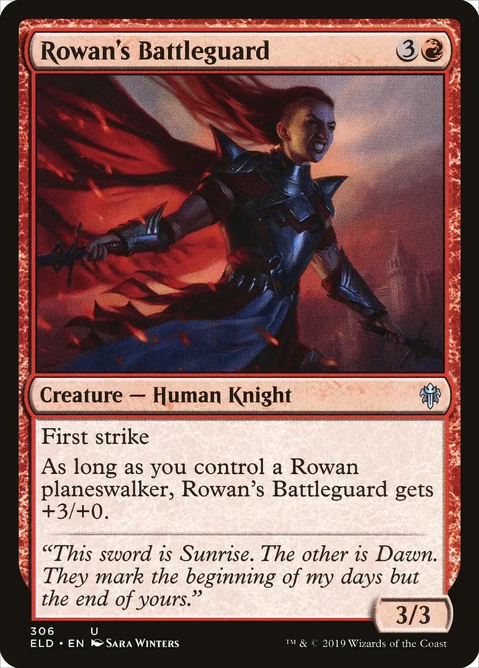 2019 Throne of Eldraine Rowan's Battleguard #306 uncommon card image