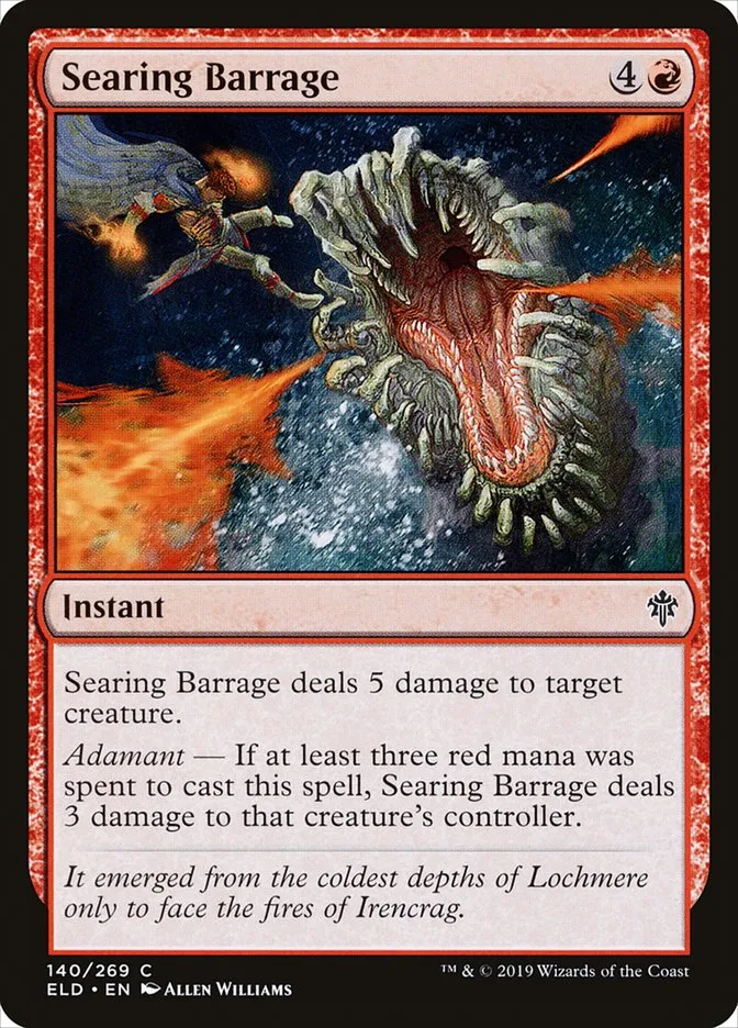 2019 Throne of Eldraine Searing Barrage #140 common card image