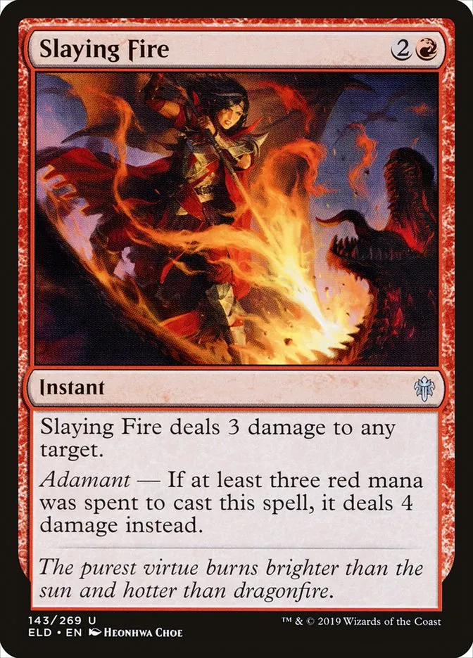 2019 Throne of Eldraine Slaying Fire #143 uncommon card image
