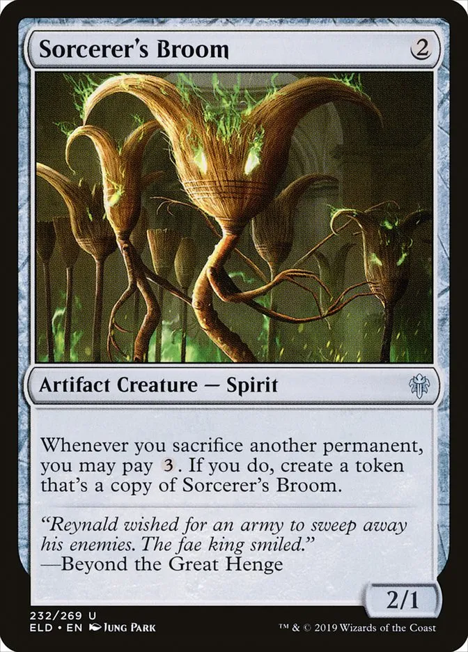 2019 Throne of Eldraine Sorcerer's Broom #232 uncommon card image
