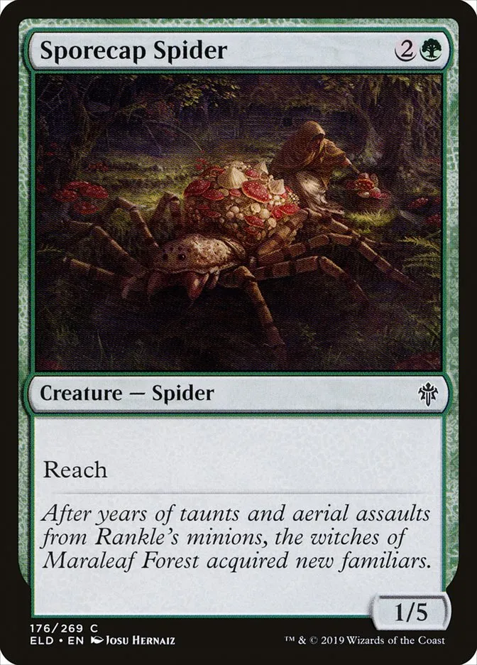 2019 Throne of Eldraine Sporecap Spider common #176 common card image