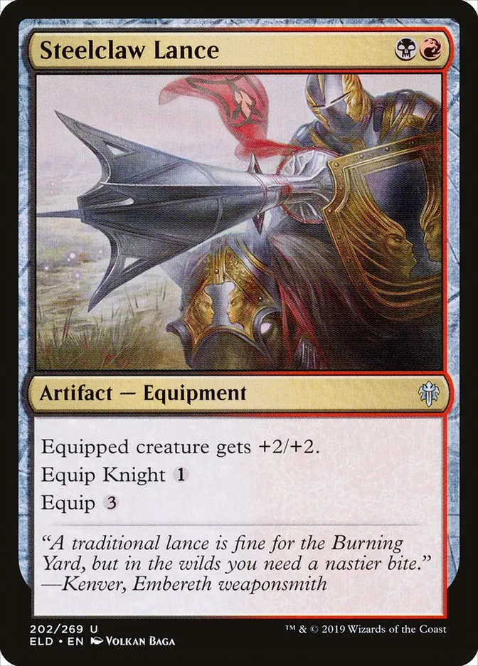 2019 Throne of Eldraine Steelclaw Lance #202 uncommon card image