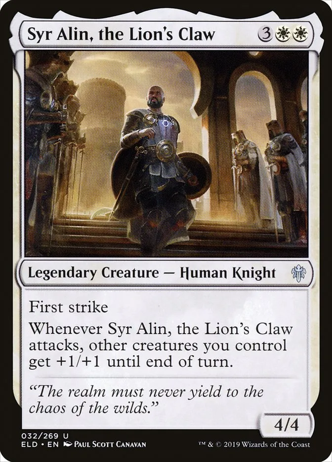 2019 Throne of Eldraine Syr Alin, the Lion's Claw uncommon #32 uncommon card image