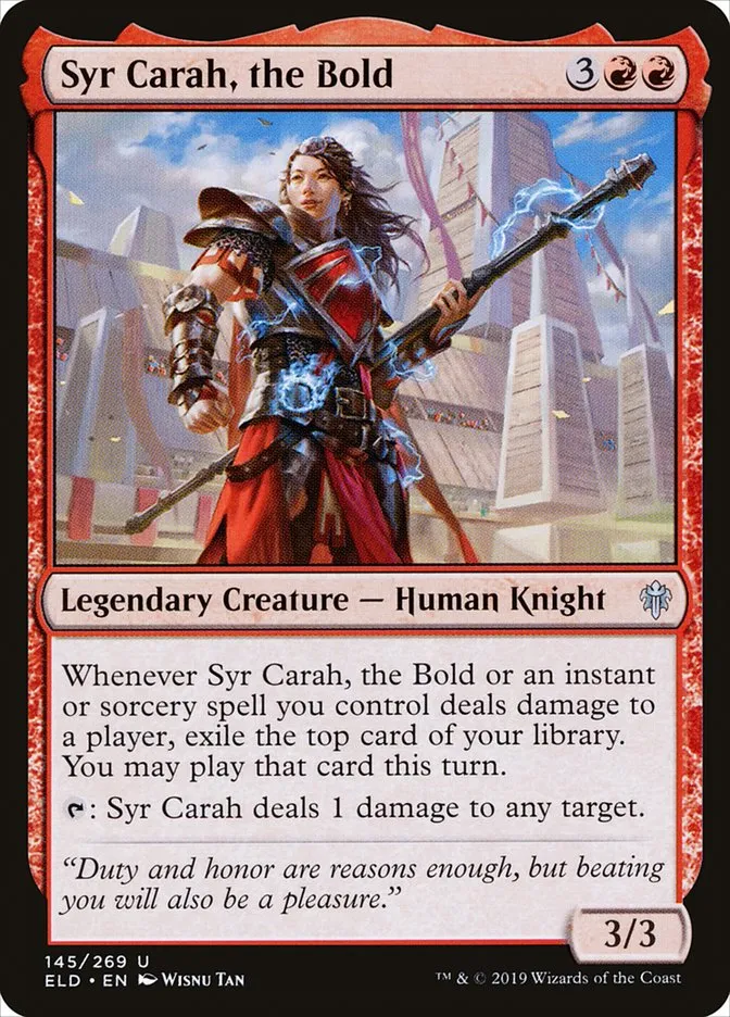 2019 Throne of Eldraine Syr Carah, the Bold #145 uncommon card image