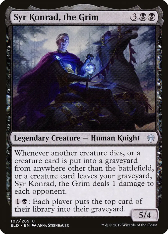 2019 Throne of Eldraine Syr Konrad, the Grim #107 uncommon card image