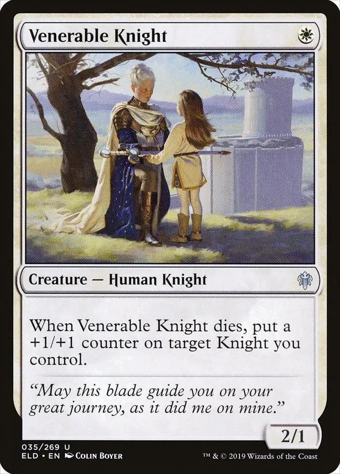 2019 Throne of Eldraine Venerable Knight uncommon #35 uncommon card image