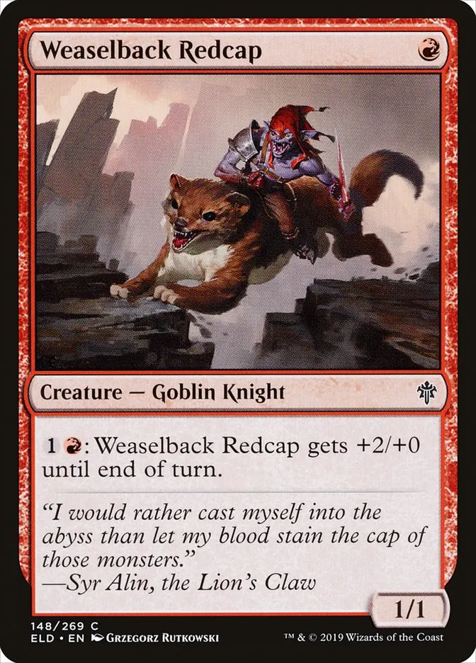 2019 Throne of Eldraine Weaselback Redcap #148 common card image