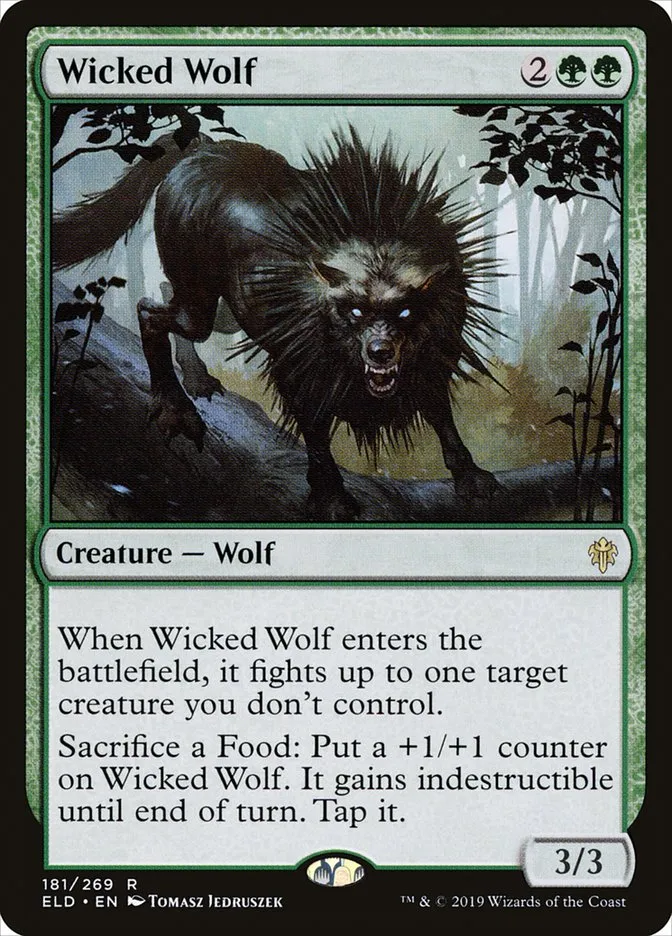 2019 Throne of Eldraine Wicked Wolf rare #181 rare card image