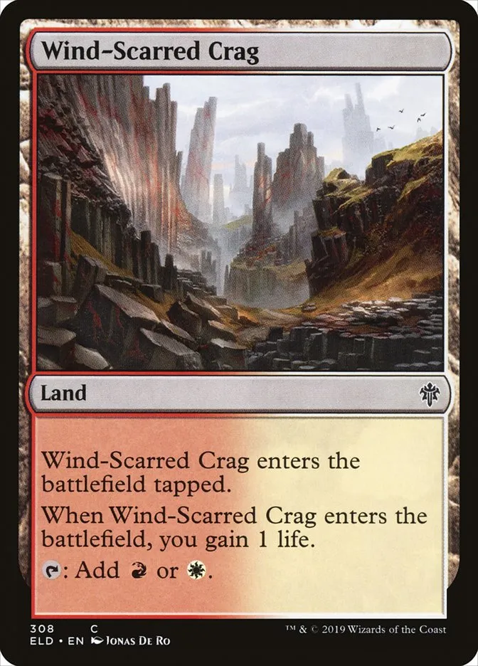 2019 Throne of Eldraine Wind-Scarred Crag #308 common card image