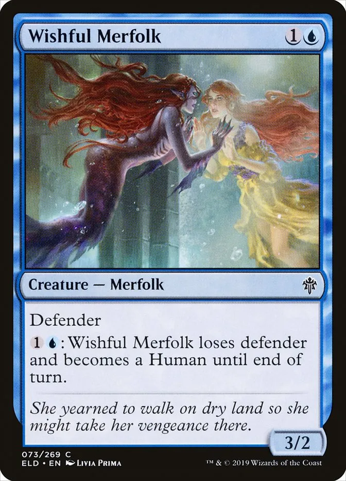 2019 Throne of Eldraine Wishful Merfolk #73 common card image