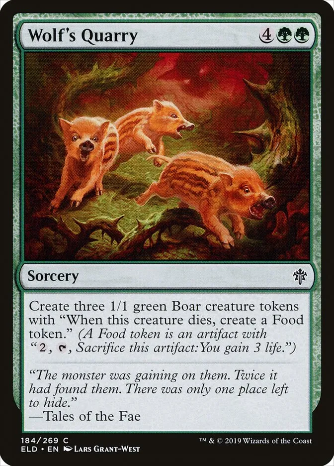 2019 Throne of Eldraine Wolf's Quarry #184 common card image