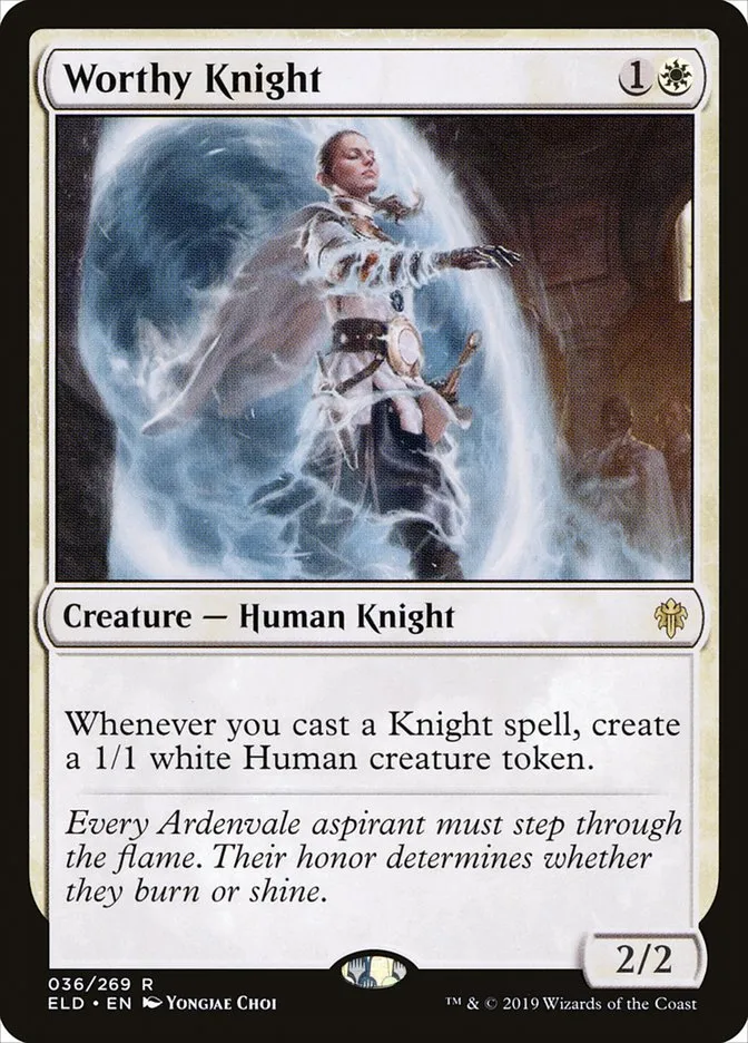 2019 Throne of Eldraine Worthy Knight rare #36 rare card image