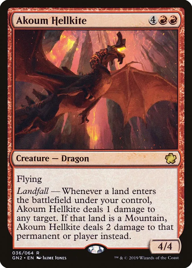 2019 Game Night 2019 Akoum Hellkite rare #36 rare card image