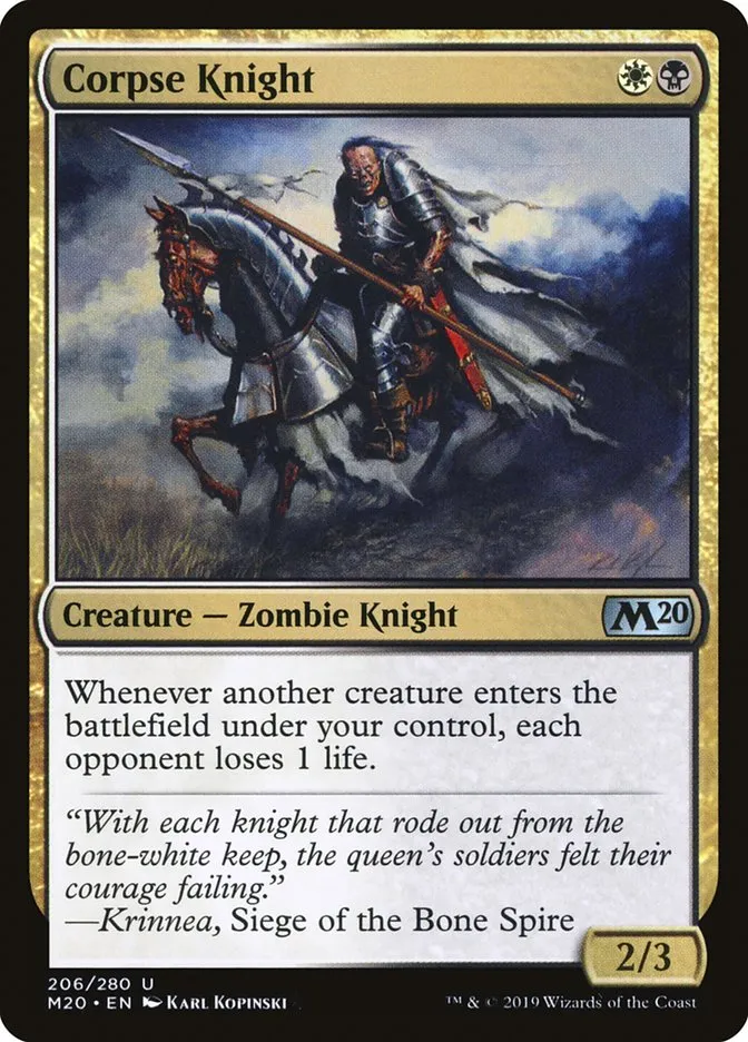 2019 Core Set 2020 Corpse Knight #206† uncommon card image