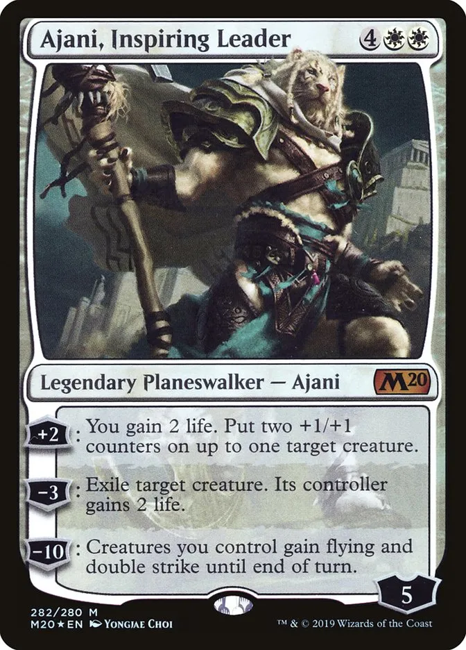2019 Core Set 2020 Ajani, Inspiring Leader #282 mythic card image