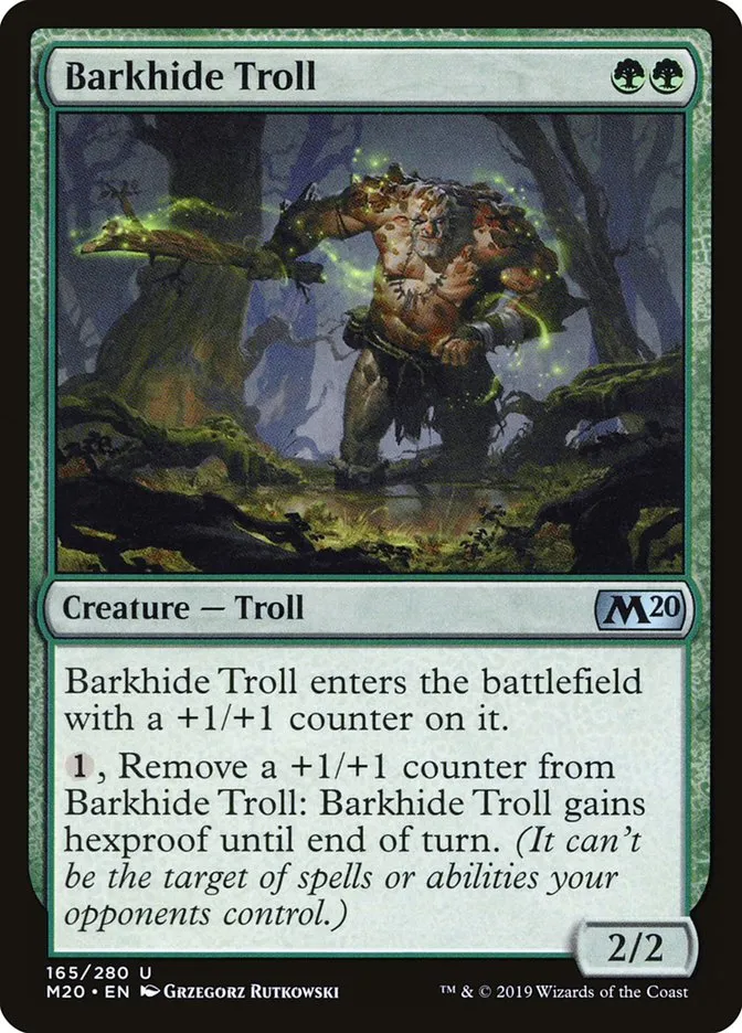 2019 Core Set 2020 Barkhide Troll uncommon #165 uncommon card image