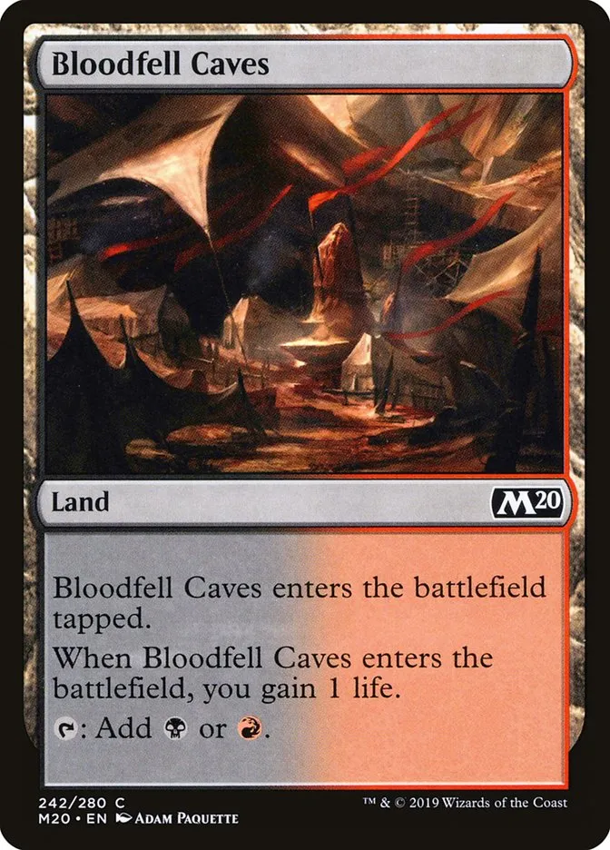 2019 Core Set 2020 Bloodfell Caves common #242 common card image