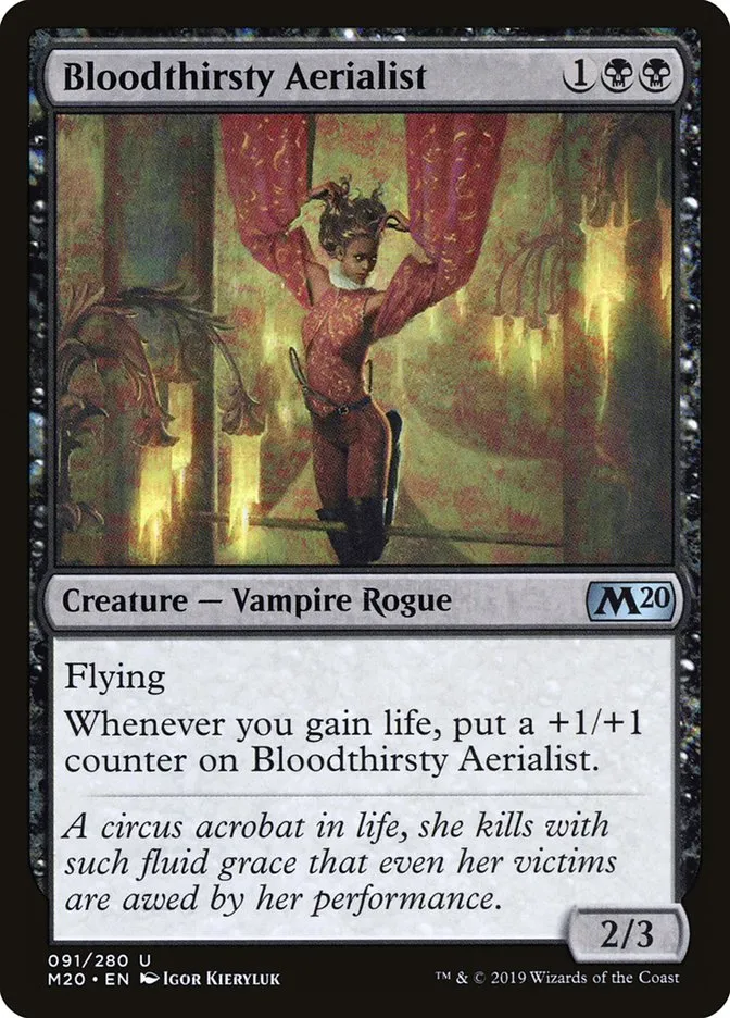 2019 Core Set 2020 Bloodthirsty Aerialist #91 uncommon card image