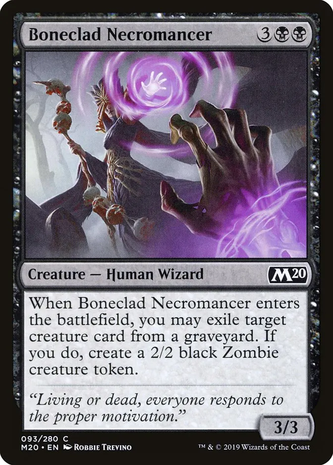 2019 Core Set 2020 Boneclad Necromancer [Foil] common #93 common card image