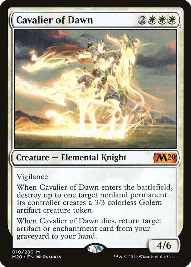 2019 Core Set 2020 Cavalier of Dawn [Foil] mythic #10 mythic card image
