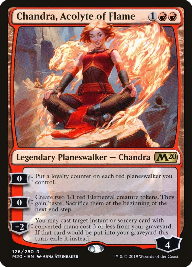2019 Core Set 2020 Chandra, Acolyte of Flame rare #126 rare card image