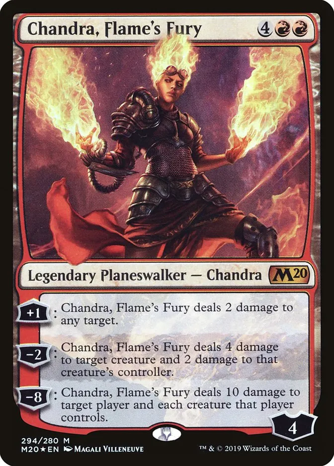 2019 Core Set 2020 Chandra, Flame's Fury #294 mythic card image