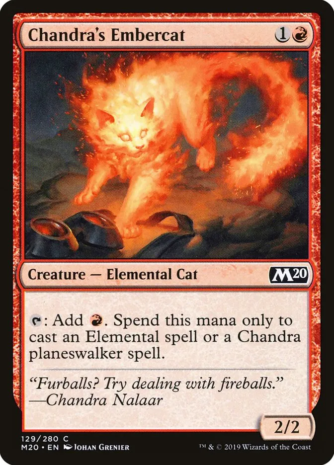 2019 Core Set 2020 Chandra's Embercat [Foil] common #129 common card image