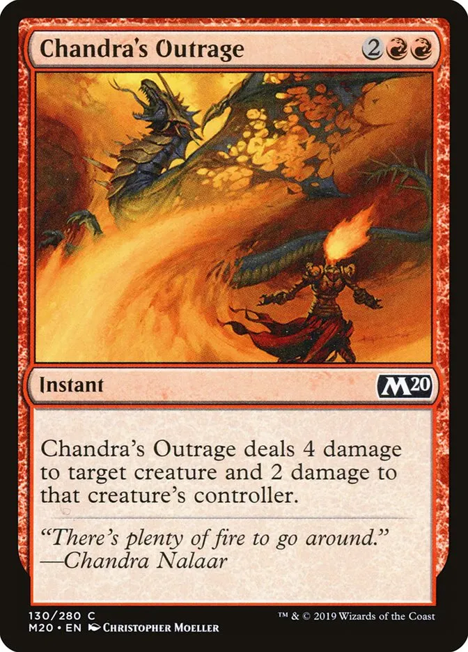 2019 Core Set 2020 Chandra's Outrage [Foil] common #130 common card image