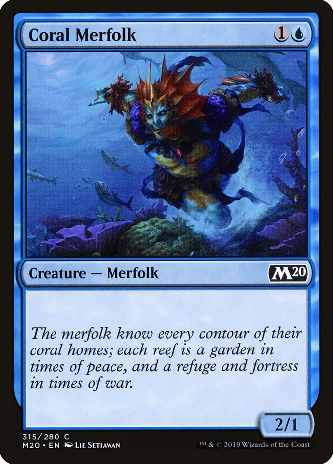 2019 Core Set 2020 Coral Merfolk #315 common card image