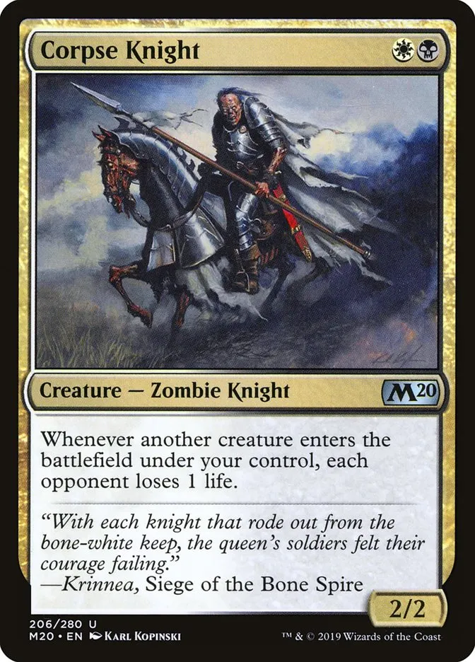 2019 Core Set 2020 Corpse Knight uncommon #206 uncommon card image