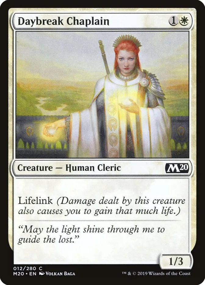 2019 Core Set 2020 Daybreak Chaplain common #12 common card image