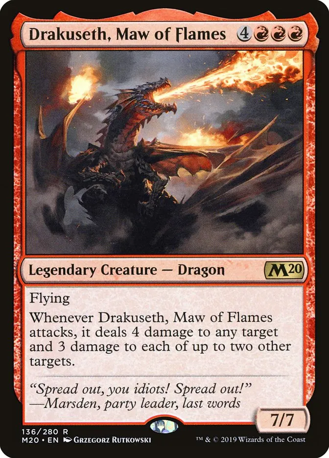 2019 Core Set 2020 Drakuseth, Maw of Flames rare #136 rare card image